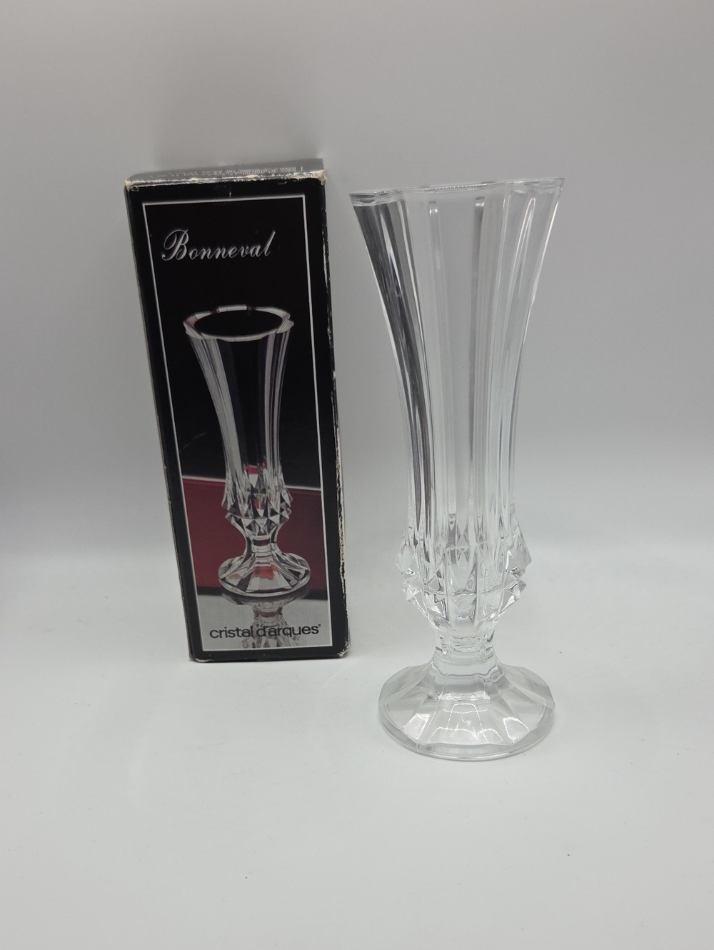Clear Crystal Bud Vase - Elegant Fluted Design Vintage